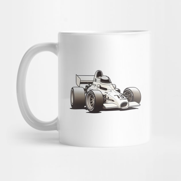 White Formula One Race Car by Artifyio